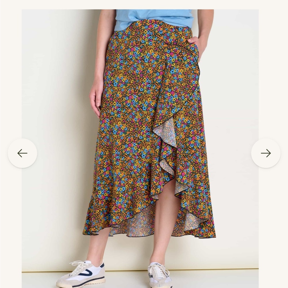 NWT Toad&Co Sunkissed Wrap Skirt in Black Micro Floral